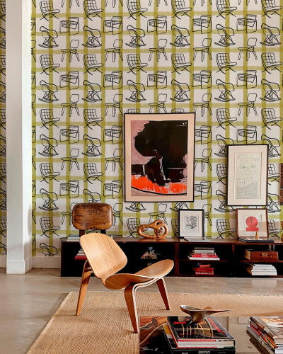 Tapet cu design modern cu scaune stilizate