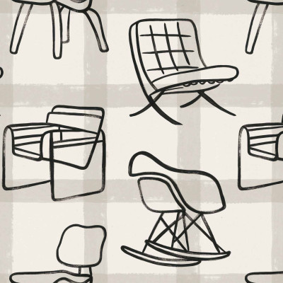 Tapet cu design de scaune într-un dormitor modern