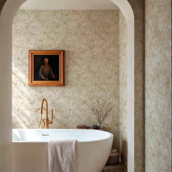 Tapet cu model damasc bizantin în baie
