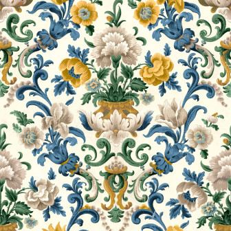 Aranjuez Damask, Sapphire, Coordonne, 5mp / rola