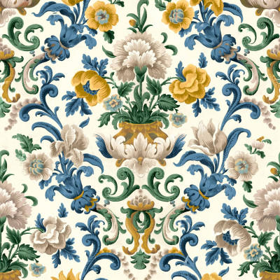 Tapet floral damasc într-o baie elegantă