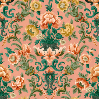Aranjuez Damask, Peach, Coordonne, 5mp / rola
