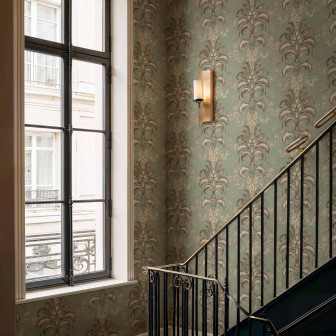 Tapet cu model damasc franțuzesc verde salvie