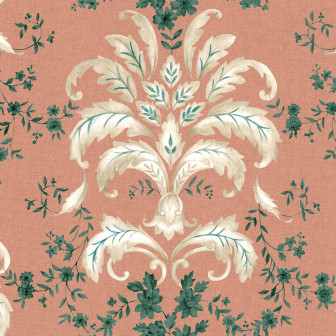 French Damask, Peach, Coordonne, 5mp / rola
