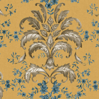 French Damask, Mustard, Coordonne, 5mp / rola