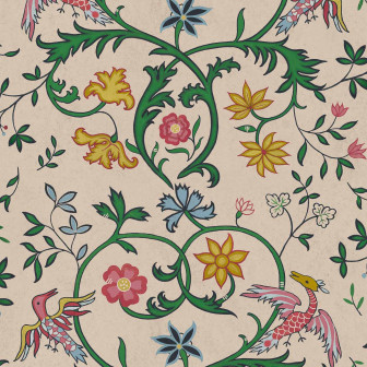 Tapet damasc cu model floral într-un interior elegant de restaurant