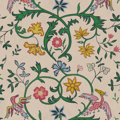 Tapet damasc cu model floral într-un interior elegant de restaurant