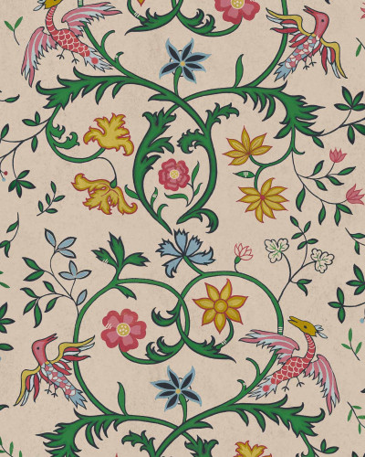 Tapet damasc cu model floral într-un interior elegant de restaurant