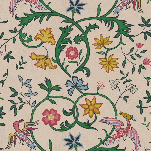Tapet damasc cu model floral într-un interior elegant de restaurant