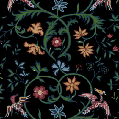 Tapet floral elegant pe fundal negru