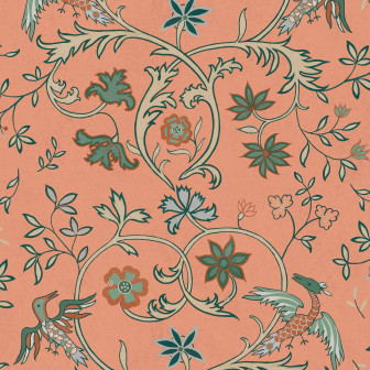 Tapet damasc piersică într-un interior elegant de restaurant