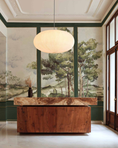 Tapet cu design peisagistic verde smarald