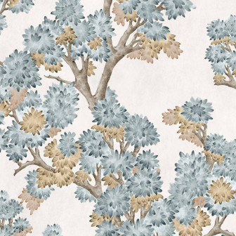 Tapet cu design floral elegant Tapet cu model floral în nuanțe de aquamarin și bej