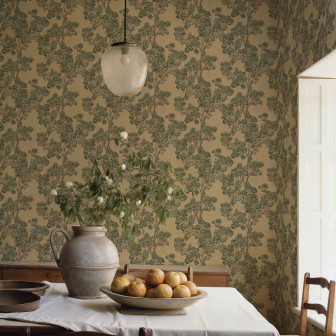 Tapet cu motiv de arțar într-un interior elegant