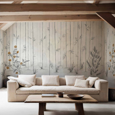 Tapet cu design grădini de iarnă într-un living elegant