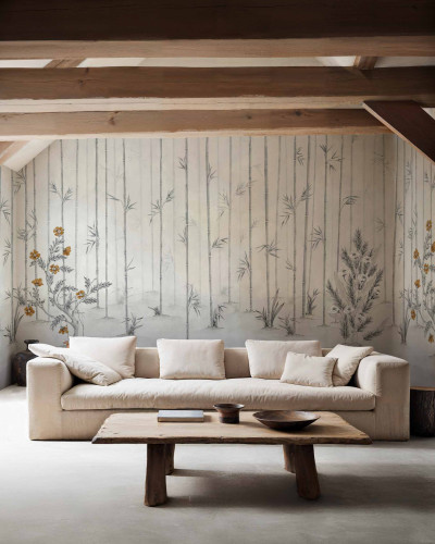 Tapet cu design grădini de iarnă într-un living elegant