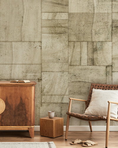 Tapet cu aspect natural, Furui Ishi Hashibami, imita textura pietrei cu nuante calde, de pamant. Perfect pentru living, dormitor, bucatarie sau hol.