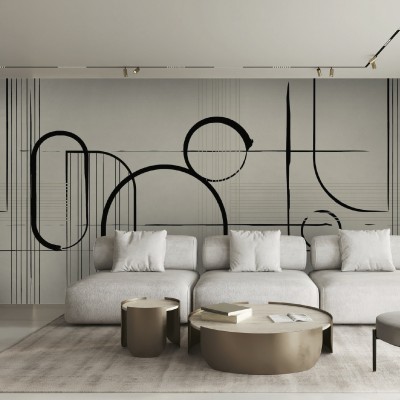 Tapet modern Ice Cream Vanilla cu design geometric minimalist