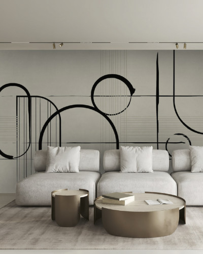 Tapet modern Ice Cream Vanilla cu design geometric minimalist