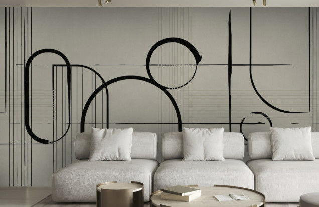 Tapet modern Ice Cream Vanilla cu design geometric minimalist