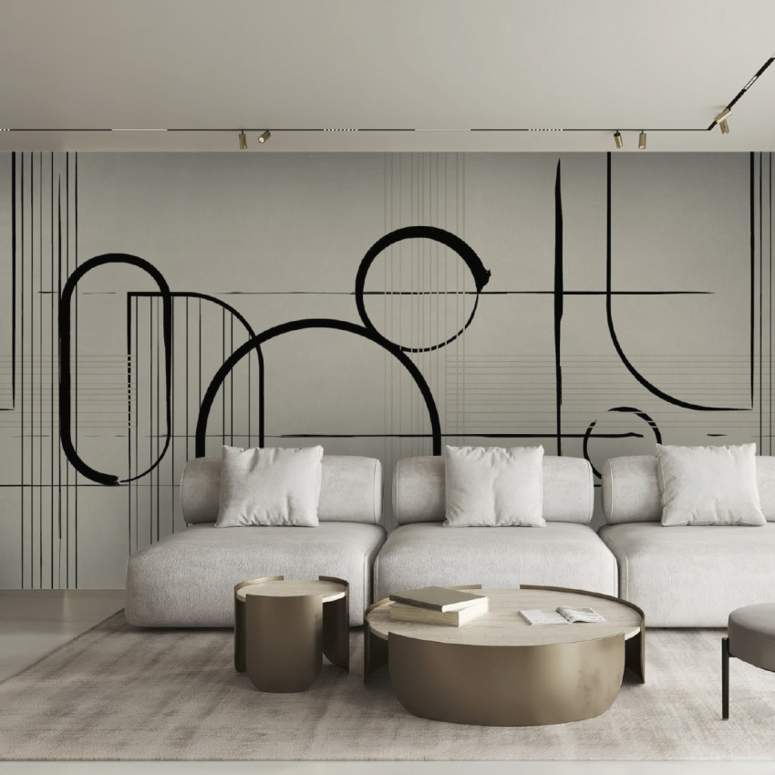 Tapet modern Ice Cream Vanilla cu design geometric minimalist