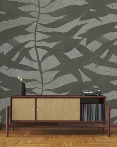 Tapet cu frunze, design modern, nuante de verde