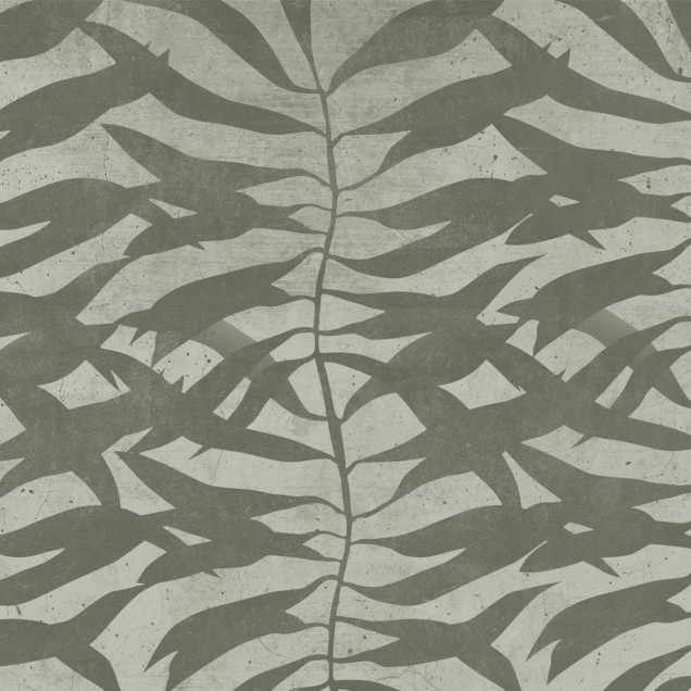 Tapet cu frunze, design modern, nuante de verde