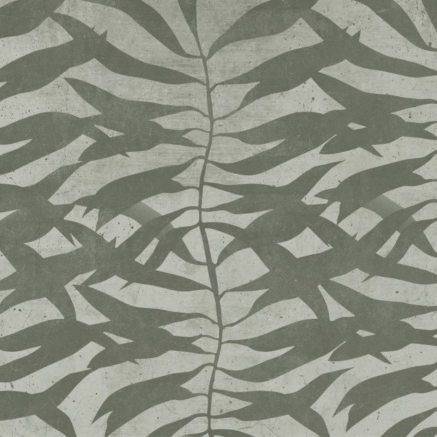 Tapet cu frunze, design modern, nuante de verde