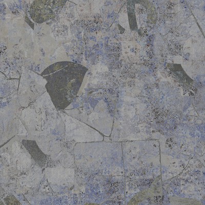 Imagine cu un tapet abstract cu design vintage, cu o textură gri-albăstruie, cu accente aurii, în diverse culori neutre, perfect pentru decorarea unui living modern