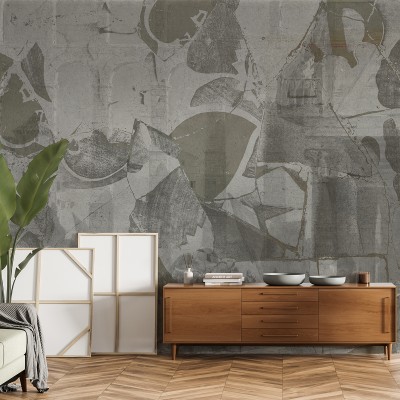 Tapet modern cu design abstract, în nuanțe de gri și cupru, inspirat de arhitectura Alhambra.