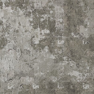 Wallpaper decorativ pentru baie, design modern și minimalist, tonuri neutre, textura betonului, imagine panoramică a orașului, cadă elegantă