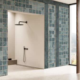 Fototapet cu design modern în nuanțe de albastru agate într-o baie