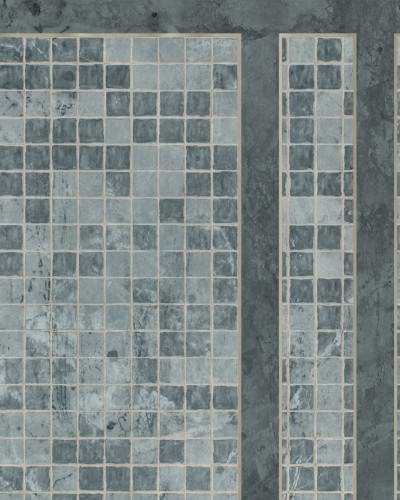 Fototapet cu design modern în nuanțe de albastru agate într-o baie