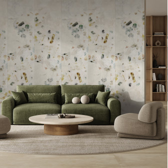 Tapet cu design mozaic într-un living modern