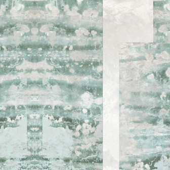 Tapet decorativ Giada, Dream Prints, cu design abstract în nuanțe de verde și alb, într-un interior modern