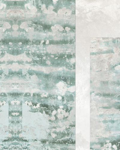 Tapet decorativ Giada, Dream Prints, cu design abstract în nuanțe de verde și alb, într-un interior modern