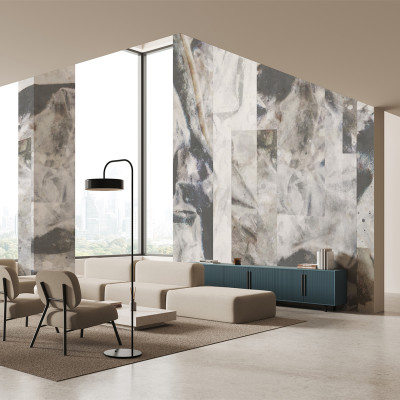 Fototapet abstract cu design modern într-un living