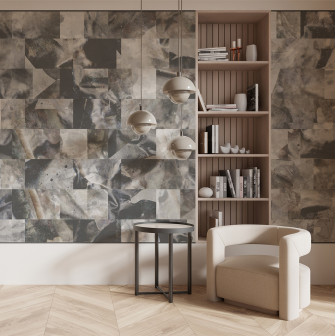 Tapet decorativ cu model abstract în tonuri neutre