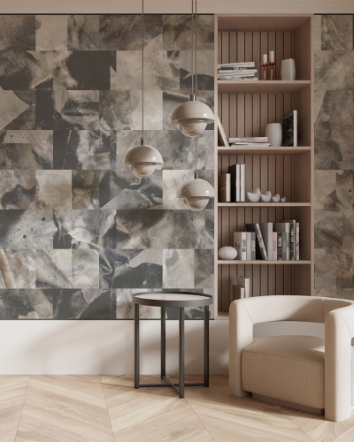 Tapet decorativ cu model abstract în tonuri neutre