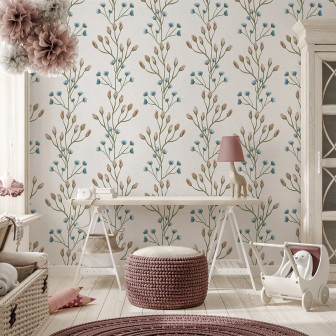 Tapet floral delicat cu design Love in a Mist White