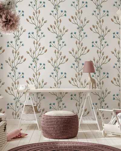 Tapet floral delicat cu design Love in a Mist White
