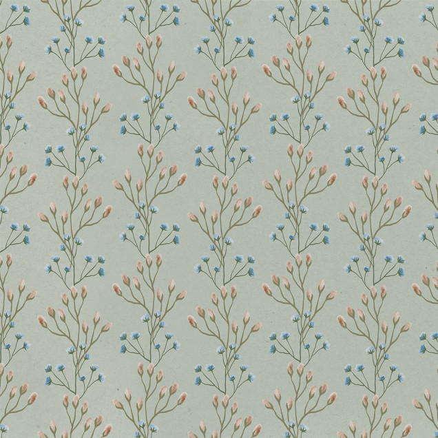 Tapet floral verde cu design delicat