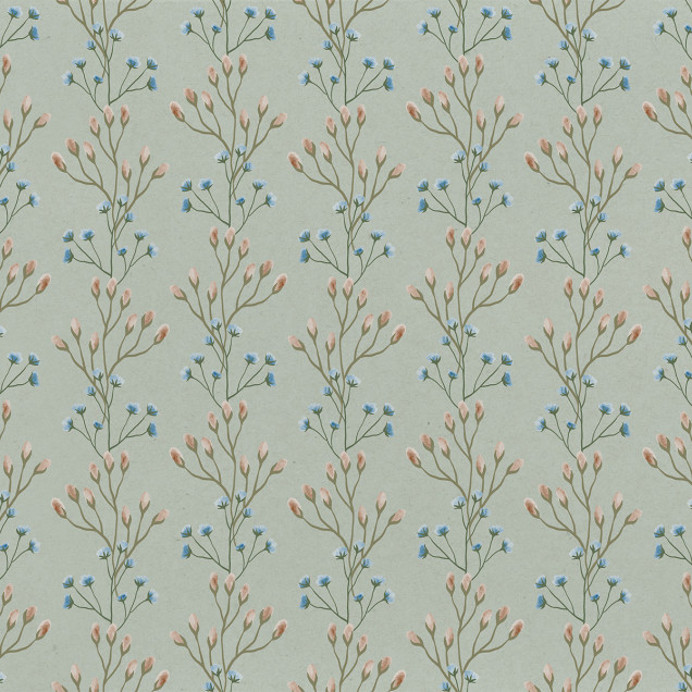 Tapet floral verde cu design delicat