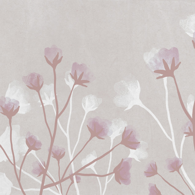 Tapet cu design floral pastelat Bellflower Garden Pink