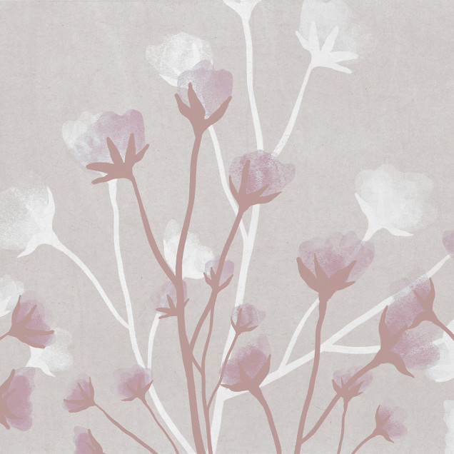 Tapet cu design floral pastelat Bellflower Garden Pink