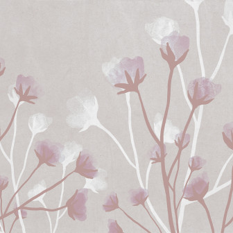Tapet cu design floral pastelat Bellflower Garden Pink