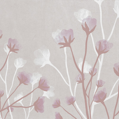 Tapet cu design floral pastelat Bellflower Garden Pink