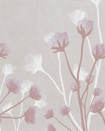 Tapet cu design floral pastelat Bellflower Garden Pink