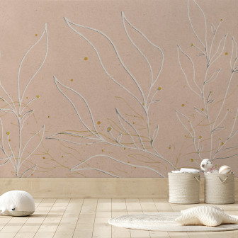 Tapet decorativ floral roz cu detalii delicate