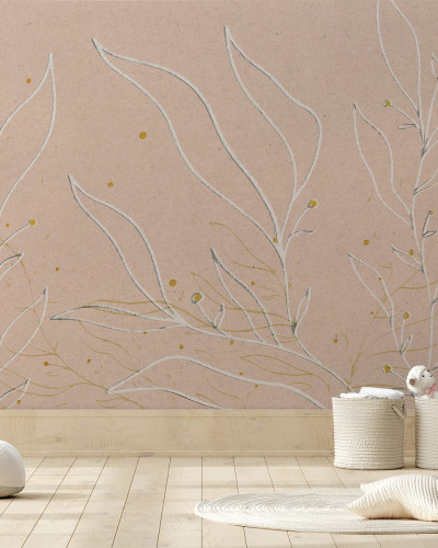 Tapet decorativ floral roz cu detalii delicate